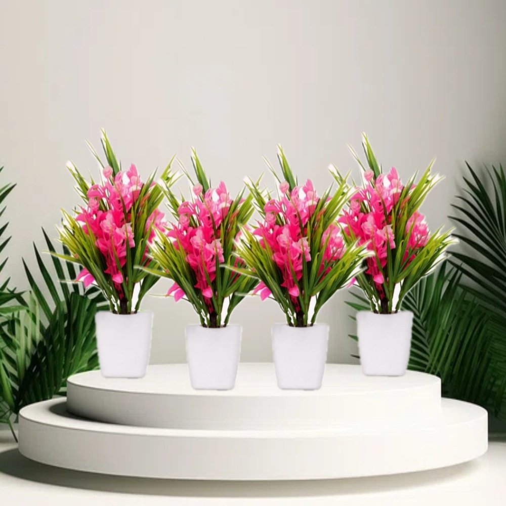 N2K Artificial Mini Pot Plants (Green Grass Nibu-Filler) Pack of 4 For Decor Home/office decoration