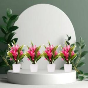 N2K Artificial Mini Pot Plants (Green Grass Nibu-Filler) Pack of 4 For Home Decor And Living Room Lifelike Faux Plants