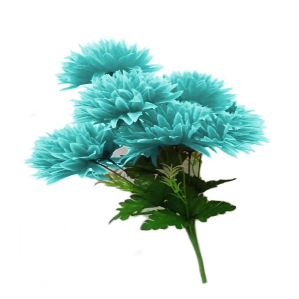 N2K Artificial Sky-Blue Corel 5 Head Flower Bunch (Pack of 2) For Rooms & Office Decorations - Image 4