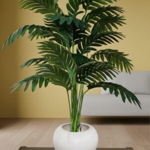 N2K Artificial 18 Leaf Palm Tree With Pot Artificial Leaves Faux Turtle Leaf Fake Tropical Palm Tree Leaves Outdoor Leaf Decorations