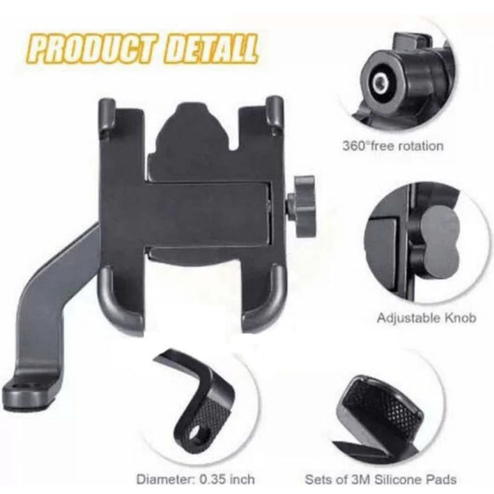 N2K Universal Bike Mobile Stand (Model-C2 Normal) | Full Metal | 360° Rotation | Anti-Vibration Clamp | Fits 4.7″–7.2″ Phones - Image 2