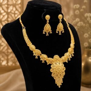 N2K Traditional Ethnic Gold Plated (Choker- D2) Temple Design Necklace Set with Earrings